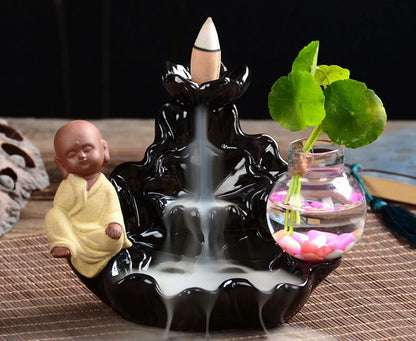 Ceramic Backflow Incense Burner with Sandalwood Holder