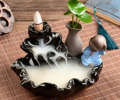 Ceramic Backflow Incense Burner with Sandalwood Holder