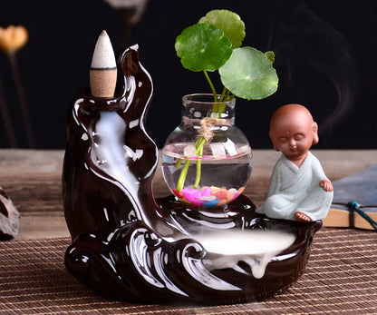 Ceramic Backflow Incense Burner with Sandalwood Holder