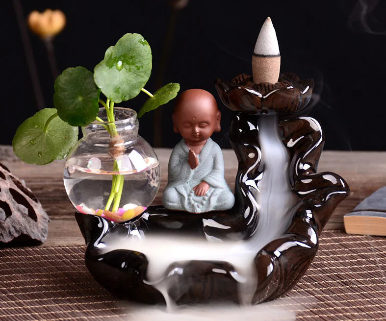 Ceramic Backflow Incense Burner with Sandalwood Holder