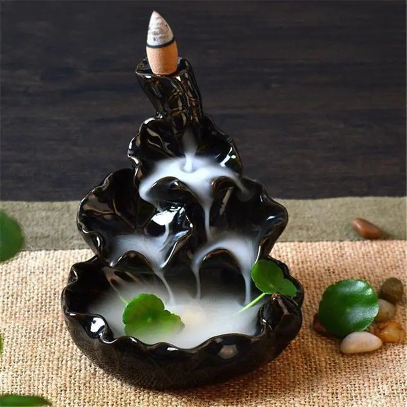 Ceramic Backflow Incense Burner with Sandalwood Holder