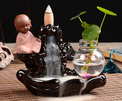Ceramic Backflow Incense Burner with Sandalwood Holder