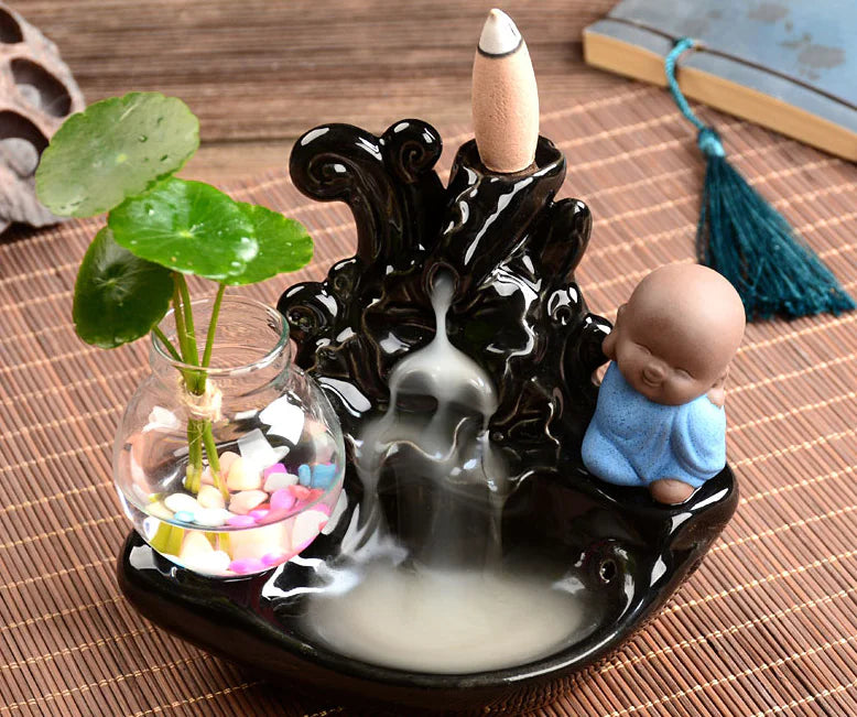 Ceramic Backflow Incense Burner with Sandalwood Holder
