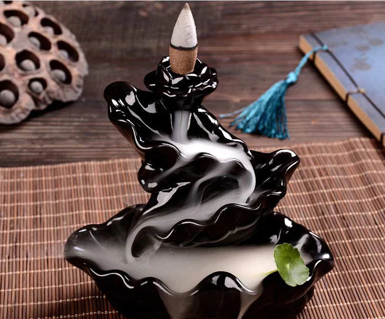 Ceramic Backflow Incense Burner with Sandalwood Holder