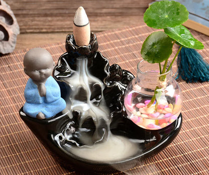 Ceramic Backflow Incense Burner with Sandalwood Holder